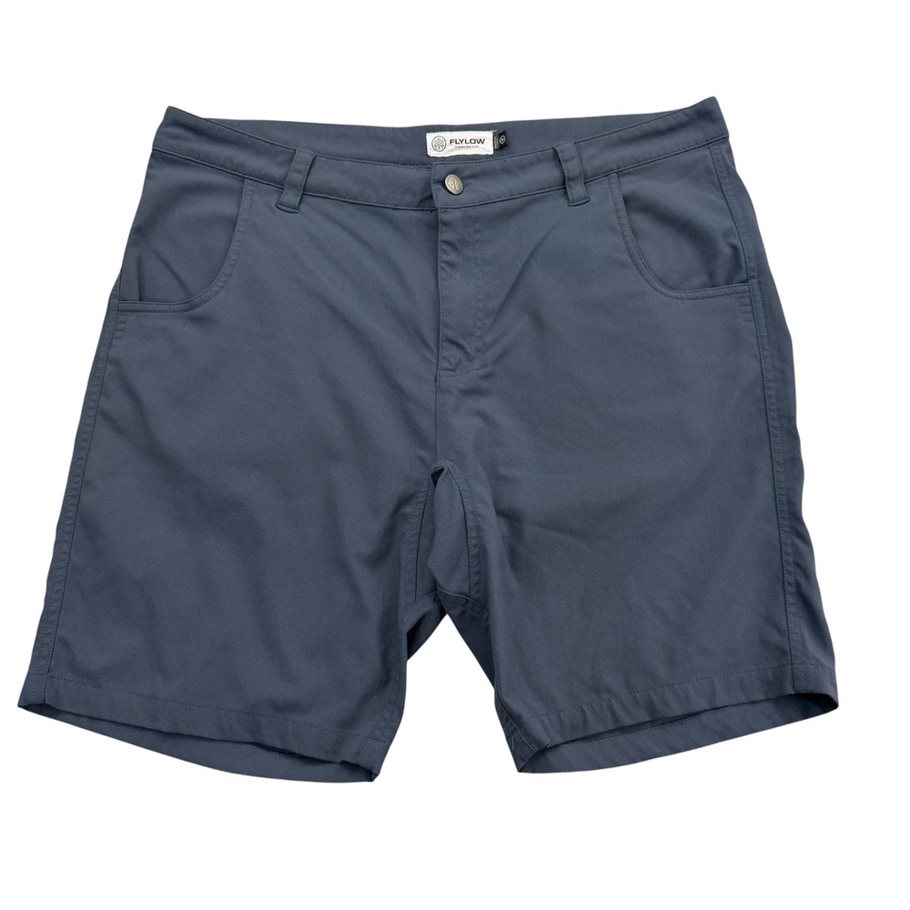 Flylow Shorts Mens XL Blue Chino Microfiber Stretch Pockets 8" Mountain Bike